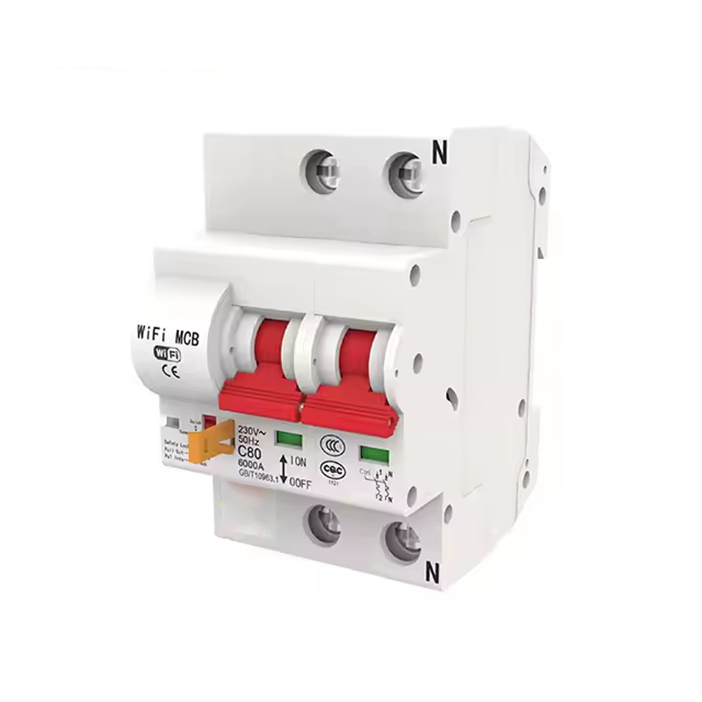HBRK02 เซอร์กิตเบรคเกอร์ไฟฟ้าอัจฉริยะ 2สวิตซ์ WIFI 230V สั่งงานผ่านแอพมือถือ ตัดทริปเองได้ LN