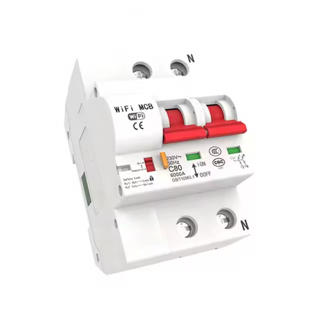 HBRK02 เซอร์กิตเบรคเกอร์ไฟฟ้าอัจฉริยะ 2สวิตซ์ WIFI 230V สั่งงานผ่านแอพมือถือ ตัดทริปเองได้ LN