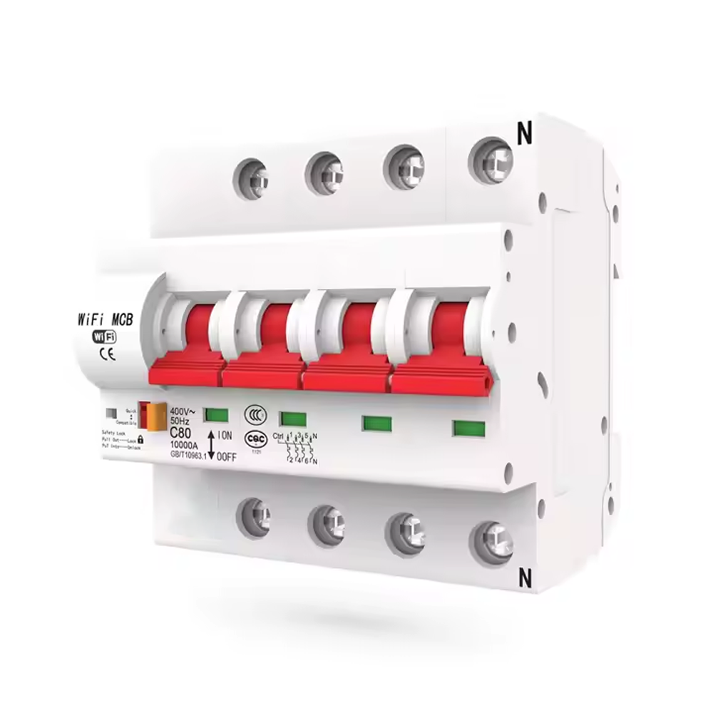 HBRK04 เซอร์กิตเบรคเกอร์ไฟฟ้าอัจฉริยะ 4สวิตซ์ WIFI 230V สั่งงานผ่านแอพมือถือ ตัดทริปเองได้ LN