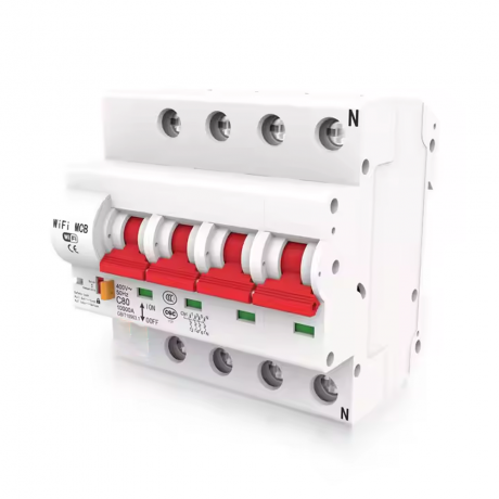 HBRK04 เซอร์กิตเบรคเกอร์ไฟฟ้าอัจฉริยะ 4สวิตซ์ WIFI 230V สั่งงานผ่านแอพมือถือ ตัดทริปเองได้ LN