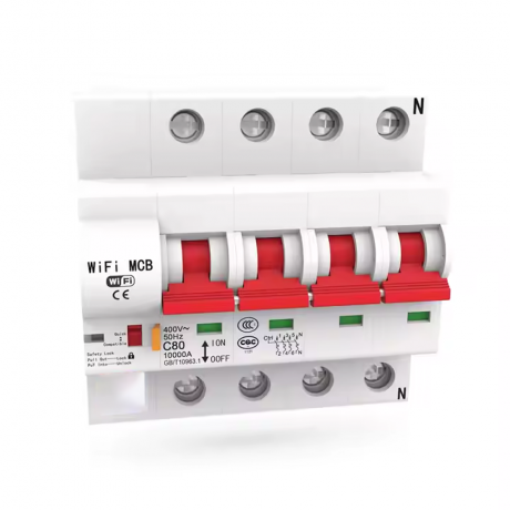 HBRK04 เซอร์กิตเบรคเกอร์ไฟฟ้าอัจฉริยะ 4สวิตซ์ WIFI 230V สั่งงานผ่านแอพมือถือ ตัดทริปเองได้ LN