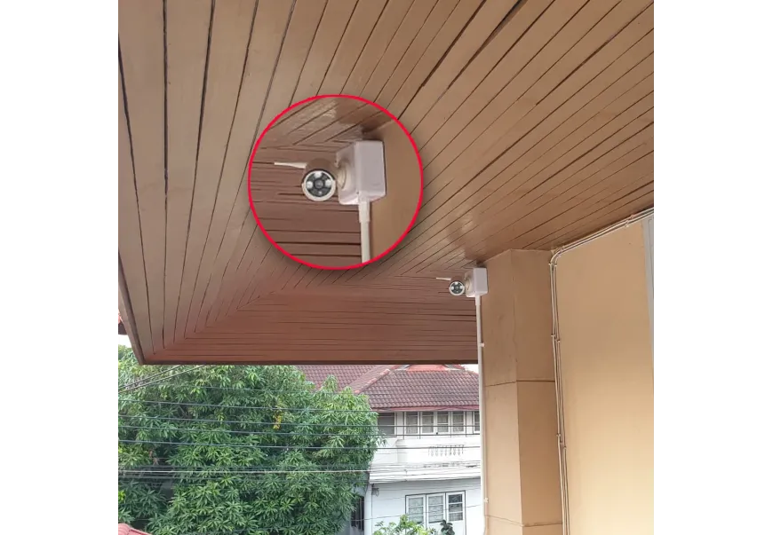 งานติดตั้ง ชุดกล้องวงจรปิดและสัญญาณกันขโมย หมู่บ้านร่ำรวยนิเวศน์ บางระมาด