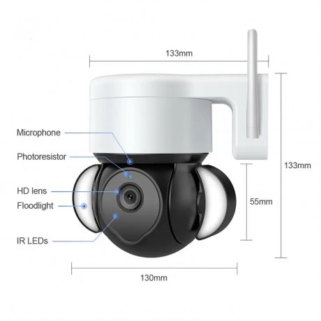 CM-P10 กล้องวจรปิดภายนอกบ้าน แบบหมุนได้ WIFI ภาพคมชัด กันน้ำ กันฝุ่น มีหลอดLEDเเยก