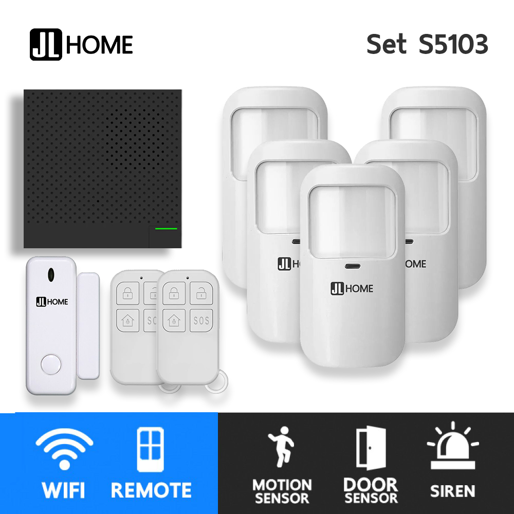 S5103 ชุดสัญญาณกันขโมยบ้านไร้สาย แบบไซเรนไร้สายอัจฉริยะ WIFI เซ็นเซอร์ความเคลื่อนไหว5จุด