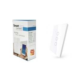 HSWB03 สวิตซ์เปิดปิดไฟอัจฉริยะ 3ปุ่มกด เชื่อมต่อผ่าน Wifi รองรับ 433MHz หน้าปัดกระจกทัชสกรีน