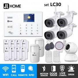 LC30 ชุดสัญญาณกันขโมยบ้านไร้สายและบ้านอัจฉริยะ แจ้งเตือนผ่านการโทร3G-4G/แอพมือถือWifi/SMS ชุดใหญ่เน้นวงจรปิด