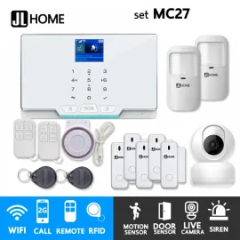 MC27 ชุดสัญญาณกันขโมยบ้านไร้สายและบ้านอัจฉริยะ แจ้งเตือนผ่านการโทร2G/แอพมือถือWifi/SMS ชุดกลางพร้อมวงจรปิดในบ้าน