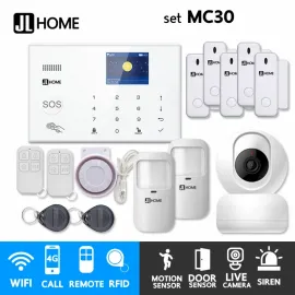 MC30 ชุดสัญญาณกันขโมยบ้านไร้สายและบ้านอัจฉริยะ แจ้งเตือนผ่านการโทร3G-4G/แอพมือถือWifi/SMS ชุดกลางพร้อมวงจรปิดในบ้าน