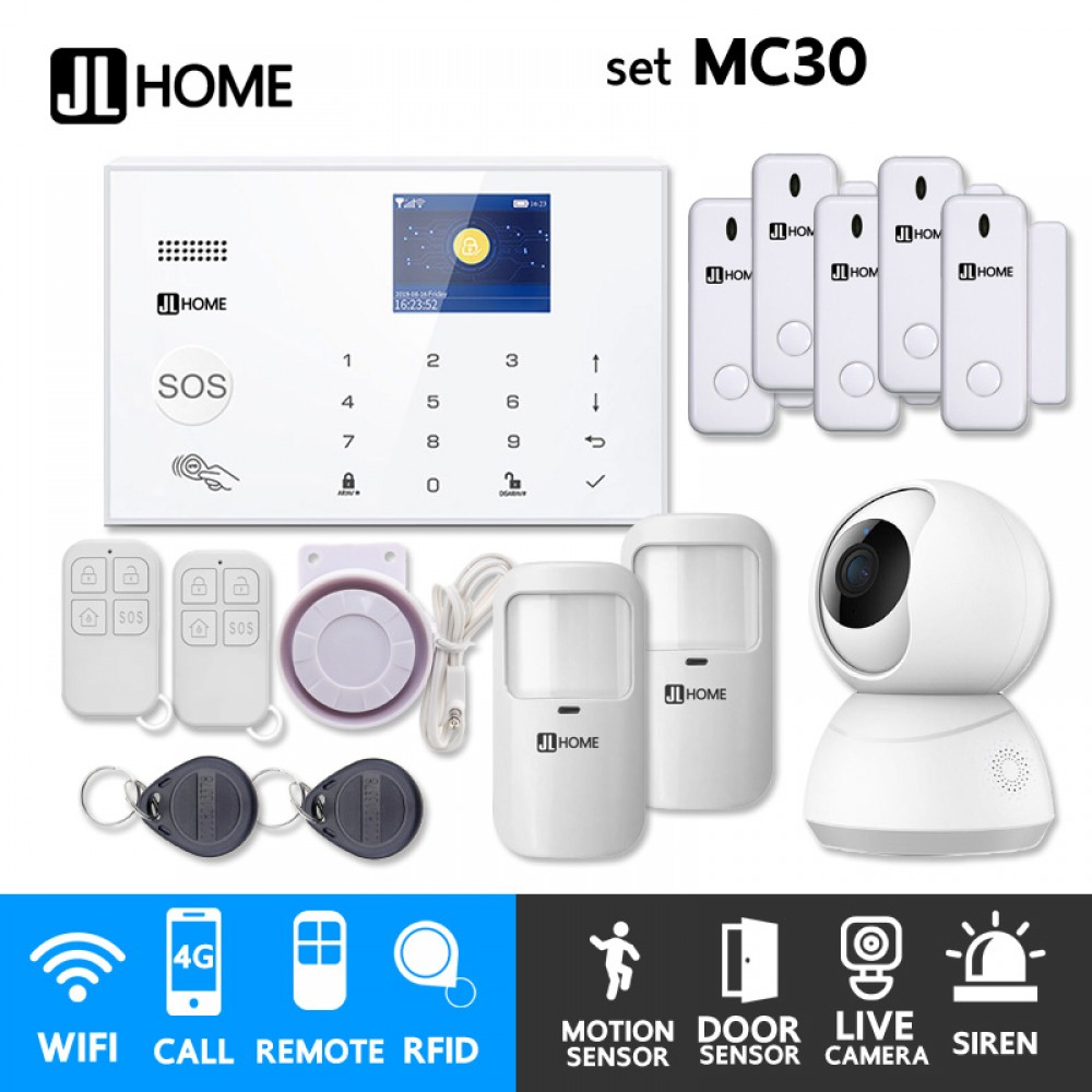 MC30 ชุดสัญญาณกันขโมยบ้านไร้สายและบ้านอัจฉริยะ แจ้งเตือนผ่านการโทร3G-4G/แอพมือถือWifi/SMS ชุดกลางพร้อมวงจรปิดในบ้าน MC30 ชุดสัญญาณกันขโมยบ้านไร้สายและบ้านอัจฉริยะ แจ้งเตือนผ่านการโทร3G-4G/แอพมือถือWifi/SMS ชุดกลางพร้อมวงจรปิดในบ้าน