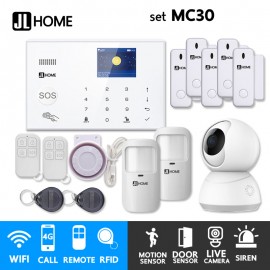 MC30 ชุดสัญญาณกันขโมยบ้านไร้สายและบ้านอัจฉริยะ แจ้งเตือนผ่านการโทร3G-4G/แอพมือถือWifi/SMS ชุดกลางพร้อมวงจรปิดในบ้าน