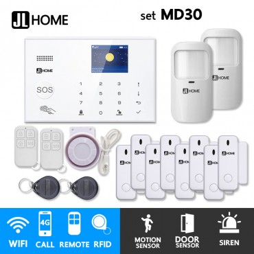 MD30 ชุดสัญญาณกันขโมยบ้านไร้สายและบ้านอัจฉริยะ แจ้งเตือนผ่านการโทร3G-4G/แอพมือถือWifi/SMS ชุดกลางเน้นประตู