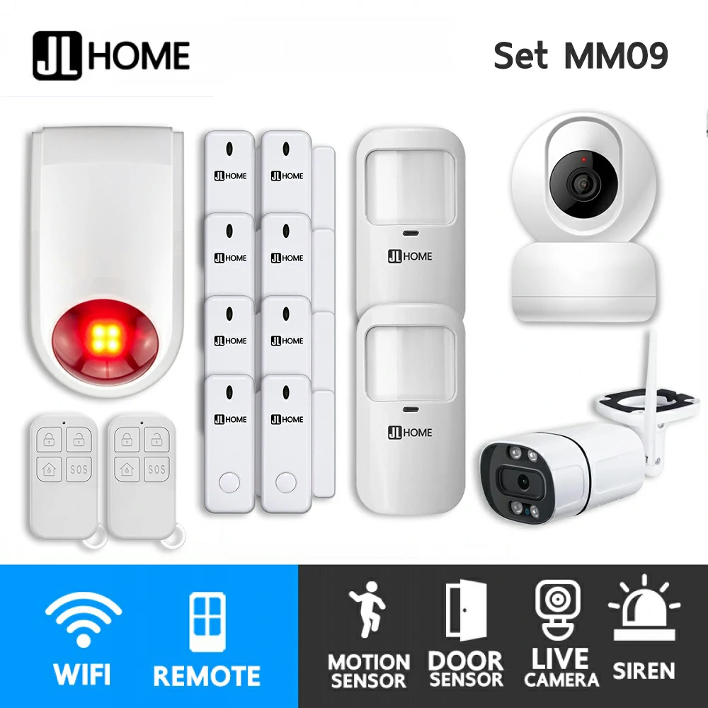 MM09 ชุดกล่องควบคุมไซเรน สัญญาณกันโมยบ้านไร้สาย ชุดกลางM แจ้งเตือนผ่านแอพ ไม่ต้องมีกล่องควบคุมในบ้าน