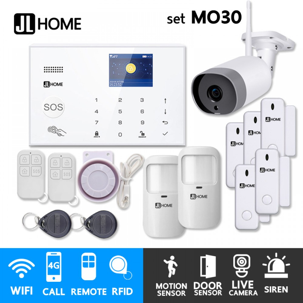 MO30 ชุดสัญญาณกันขโมยบ้านไร้สายและบ้านอัจฉริยะ แจ้งเตือนผ่านการโทร3G-4G/แอพมือถือWifi/SMS ชุดกลางพร้อมวงจรปิดนอกบ้าน MO30 ชุดสัญญาณกันขโมยบ้านไร้สายและบ้านอัจฉริยะ แจ้งเตือนผ่านการโทร3G-4G/แอพมือถือWifi/SMS ชุดกลางพร้อมวงจรปิดนอกบ้าน
