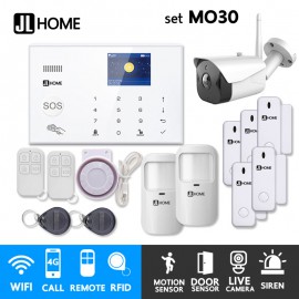 MO30 ชุดสัญญาณกันขโมยบ้านไร้สายและบ้านอัจฉริยะ แจ้งเตือนผ่านการโทร3G-4G/แอพมือถือWifi/SMS ชุดกลางพร้อมวงจรปิดนอกบ้าน