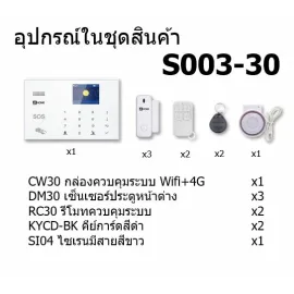 S003-30 ชุดสัญญาณกันขโมยบ้านไร้สายและบ้านอัจฉริยะ แจ้งเตือนผ่านการโทร3G-4G/แอพมือถือWifi/SMS ประตู3