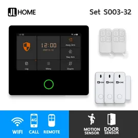 S003-32 ชุดสัญญาณกันขโมยบ้านไร้สายและบ้านอัจฉริยะ แจ้งเตือนผ่านการโทร3G-4G/แอพมือถือWifi/SMS ประตู3