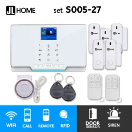 S005-27 ชุดสัญญาณกันขโมยบ้านไร้สายและบ้านอัจฉริยะ แจ้งเตือนผ่านการโทร2G/แอพมือถือWifi/SMS ประตู5