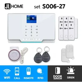S006-27 ชุดสัญญาณกันขโมยบ้านไร้สายและบ้านอัจฉริยะ แจ้งเตือนผ่านการโทร2G/แอพมือถือWifi/SMS ประตู6