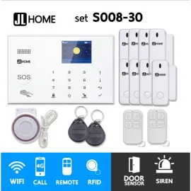 S008-30 ชุดสัญญาณกันขโมยบ้านไร้สายและบ้านอัจฉริยะ แจ้งเตือนผ่านการโทร3G-4G/แอพมือถือWifi/SMS ประตู8