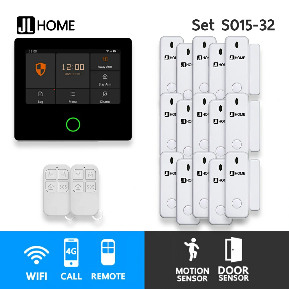 S015-32 ชุดสัญญาณกันขโมยบ้านไร้สายและบ้านอัจฉริยะ แจ้งเตือนผ่านการโทร3G-4G/แอพมือถือWifi/SMS ประตู15