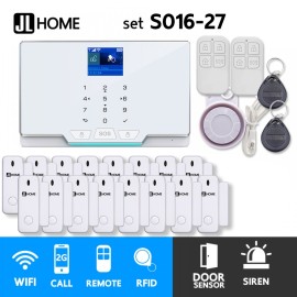S016-27 ชุดสัญญาณกันขโมยบ้านไร้สายและบ้านอัจฉริยะ แจ้งเตือนผ่านการโทร2G/แอพมือถือWifi/SMS ประตู16