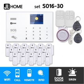 S016-30 ชุดสัญญาณกันขโมยบ้านไร้สายและบ้านอัจฉริยะ แจ้งเตือนผ่านการโทร3G-4G/แอพมือถือWifi/SMS ประตู15