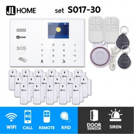 S017-30 ชุดสัญญาณกันขโมยบ้านไร้สายและบ้านอัจฉริยะ แจ้งเตือนผ่านการโทร3G-4G/แอพมือถือWifi/SMS ประตู15
