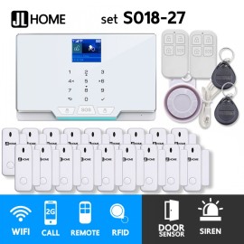 S018-27 ชุดสัญญาณกันขโมยบ้านไร้สายและบ้านอัจฉริยะ แจ้งเตือนผ่านการโทร2G/แอพมือถือWifi/SMS ประตู18