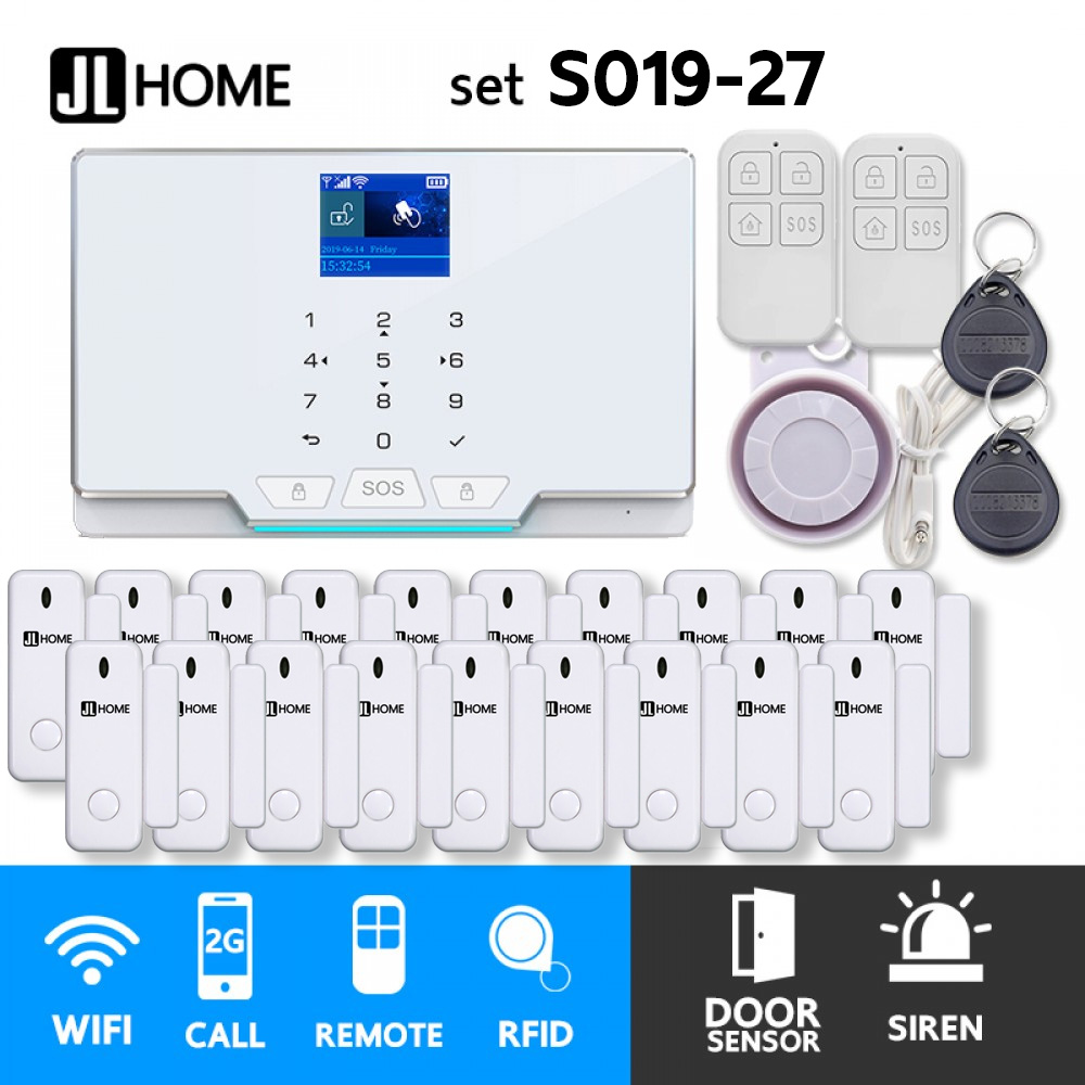 S019-27 ชุดสัญญาณกันขโมยบ้านไร้สายและบ้านอัจฉริยะ แจ้งเตือนผ่านการโทร2G/แอพมือถือWifi/SMS ประตู19