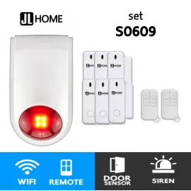 S0609 ชุดกล่องควบคุมไซเรน สัญญาณกันโมยบ้านไร้สาย ชุดเซ็นเซอร์ประตูx6 แจ้งเตือนผ่านแอพ ไม่ต้องมีกล่องควบคุมในบ้าน
