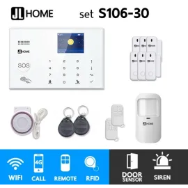 S106-30 ชุดสัญญาณกันขโมยบ้านไร้สายและบ้านอัจฉริยะ แจ้งเตือนผ่านการโทร3G-4G/แอพมือถือWifi/SMS ความเคลื่อนไหว1 ประตู 6