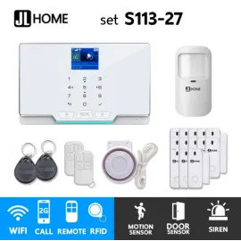 S113-27 ชุดสัญญาณกันขโมยบ้านไร้สายและบ้านอัจฉริยะ แจ้งเตือนผ่านการโทร2G/แอพมือถือWifi/SMS ความเคลื่อนไหว1 ประตู13