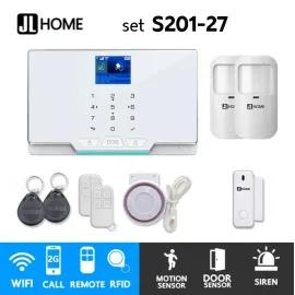 S201-27 ชุดสัญญาณกันขโมยบ้านไร้สายและบ้านอัจฉริยะ แจ้งเตือนผ่านการโทร2G/แอพมือถือWifi/SMS ความเคลื่อนไหว2 ประตู1