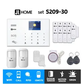 S209-30 ชุดสัญญาณกันขโมยบ้านไร้สายและบ้านอัจฉริยะ แจ้งเตือนผ่านการโทร3G-4G/แอพมือถือWifi/SMS ความเคลื่อนไหว2 ประตู9