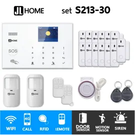 S213-30 ชุดสัญญาณกันขโมยบ้านไร้สายและบ้านอัจฉริยะ แจ้งเตือนผ่านการโทร3G-4G/แอพมือถือWifi/SMS ความเคลื่อนไหว2 ประตู13