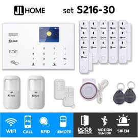 S216-30 ชุดสัญญาณกันขโมยบ้านไร้สายและบ้านอัจฉริยะ แจ้งเตือนผ่านการโทร3G-4G/แอพมือถือWifi/SMS ความเคลื่อนไหว2 ประตู16