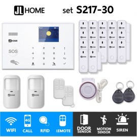 S217-30 ชุดสัญญาณกันขโมยบ้านไร้สายและบ้านอัจฉริยะ แจ้งเตือนผ่านการโทร3G-4G/แอพมือถือWifi/SMS ความเคลื่อนไหว2 ประตู17