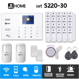 S220-30 ชุดสัญญาณกันขโมยบ้านไร้สายและบ้านอัจฉริยะ แจ้งเตือนผ่านการโทร3G-4G/แอพมือถือWifi/SMS ความเคลื่อนไหว2 ประตู20