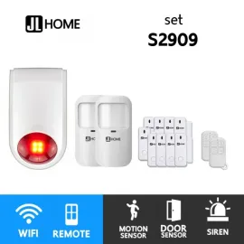 S2909 ชุดกล่องควบคุมไซเรน สัญญาณกันโมยบ้านไร้สาย ชุดเซ็นเซอร์ประตูเคลื่อนไหวx2 เซ็นเซอร์ประตูx9 แจ้งเตือนผ่านแอพ ไม่ต้องมีกล่องควบคุมในบ้าน