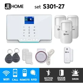 S301-27 ชุดสัญญาณกันขโมยบ้านไร้สายและบ้านอัจฉริยะ แจ้งเตือนผ่านการโทร2G/แอพมือถือWifi/SMS ความเคลื่อนไหว3 ประตู1