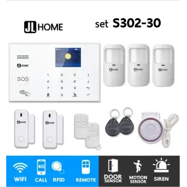 S302-30 ชุดสัญญาณกันขโมยบ้านไร้สายและบ้านอัจฉริยะ แจ้งเตือนผ่านการโทร3G-4G/แอพมือถือWifi/SMS ความเคลื่อนไหว3 ประตู 2