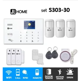S303-30 ชุดสัญญาณกันขโมยบ้านไร้สายและบ้านอัจฉริยะ แจ้งเตือนผ่านการโทร3G-4G/แอพมือถือWifi/SMS ความเคลื่อนไหว3 ประตู3