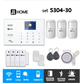 S304-30 ชุดสัญญาณกันขโมยบ้านไร้สายและบ้านอัจฉริยะ แจ้งเตือนผ่านการโทร3G-4G/แอพมือถือWifi/SMS ความเคลื่อนไหว3 ประตู4