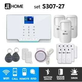 S307-27 ชุดสัญญาณกันขโมยบ้านไร้สายและบ้านอัจฉริยะ แจ้งเตือนผ่านการโทร2G/แอพมือถือWifi/SMS ความเคลื่อนไหว3 ประตู7
