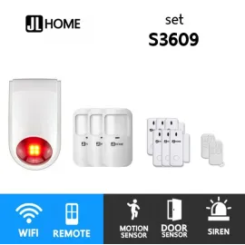 S3609 ชุดกล่องควบคุมไซเรน สัญญาณกันโมยบ้านไร้สาย ชุดเซ็นเซอร์ประตูเคลื่อนไหวx3 เซ็นเซอร์ประตูx6 แจ้งเตือนผ่านแอพ ไม่ต้องมีกล่องควบคุมในบ้าน