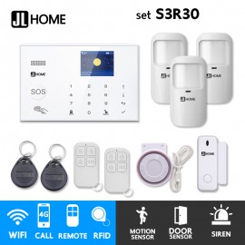 S3R30 ชุดสัญญาณกันขโมยบ้านไร้สายและบ้านอัจฉริยะ แจ้งเตือนผ่านการโทร3G-4G/แอพมือถือWifi/SMS ชุดเล็กเพิ่มประตู3จุด