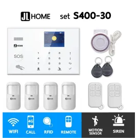 S400-30 ชุดสัญญาณกันขโมยบ้านไร้สายและบ้านอัจฉริยะ แจ้งเตือนผ่านการโทร3G-4G/แอพมือถือWifi/SMS ความเคลื่อนไหว4