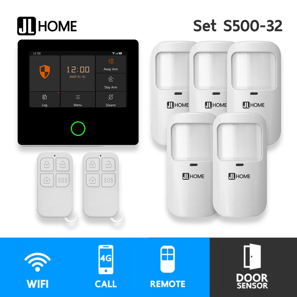 S500-32 ชุดสัญญาณกันขโมยบ้านไร้สายและบ้านอัจฉริยะ แจ้งเตือนผ่านการโทร3G-4G/แอพมือถือWifi/SMS ความเคลื่อนไหว5