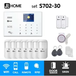 S702-30 ชุดสัญญาณกันขโมยบ้านไร้สายและบ้านอัจฉริยะ แจ้งเตือนผ่านการโทร3G-4G/แอพมือถือWifi/SMS ความเคลื่อนไหว7 ประตู2