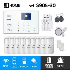 S905-30 ชุดสัญญาณกันขโมยบ้านไร้สายและบ้านอัจฉริยะ แจ้งเตือนผ่านการโทร3G-4G/แอพมือถือWifi/SMS ความเคลื่อนไหว9 ประตู5